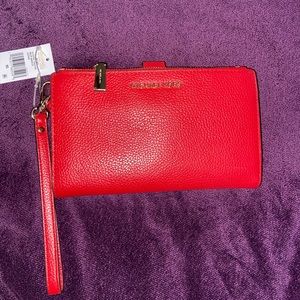 Michael Kors Jet set Bright red Leather Wristlet